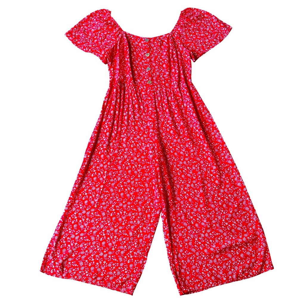 Luxology Red Floral Wide Leg Jumpsuit Women’s Size Large